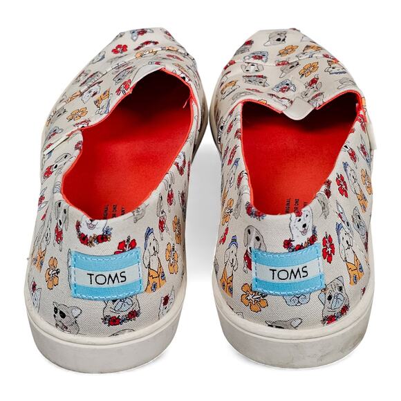 TOMS Shoes Cupsole Canvas OrthoLite Natural Tropical Dog Print - Womans 9.5 - Picture 3 of 6